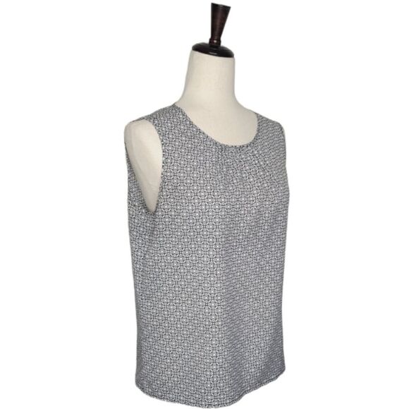 Calvin Klein Black & White Patterned Keyhole Closure Sleeveless Blouse Size M - Picture 2 of 7